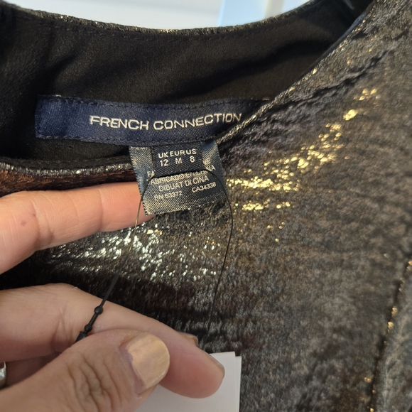 French Connection Metallic Black and Gold Mini Dress - Picture 5 of 7